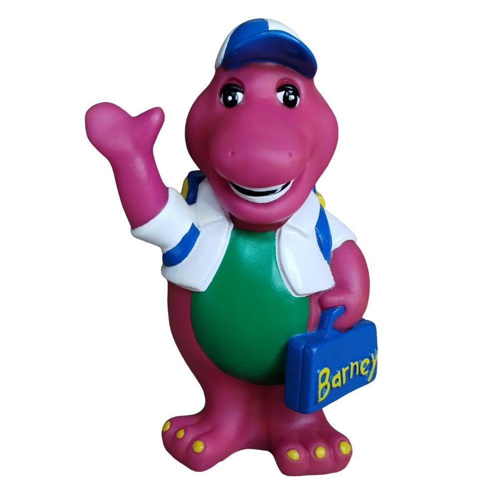 The Lyons Group Barney the Dinosaur Coin Bank Back to School Vintage 1992 7"